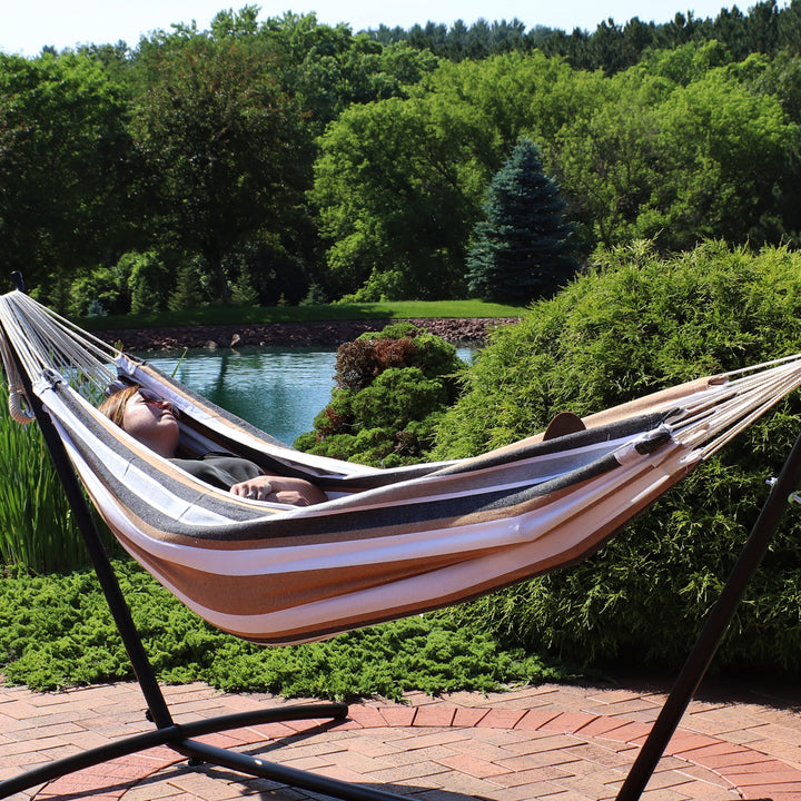 Sunnydaze Brazilian Double Hammock, 2-Person, Cotton Blend, 450 lb Capacity
