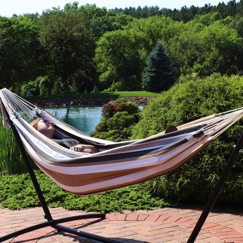 Sunnydaze Cotton Double Brazilian Hammock Calming Desert detail