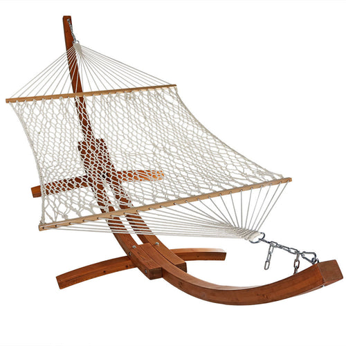 Sunnydaze 2-Person Double Rope Hammock Wooden Stand White 13ft product