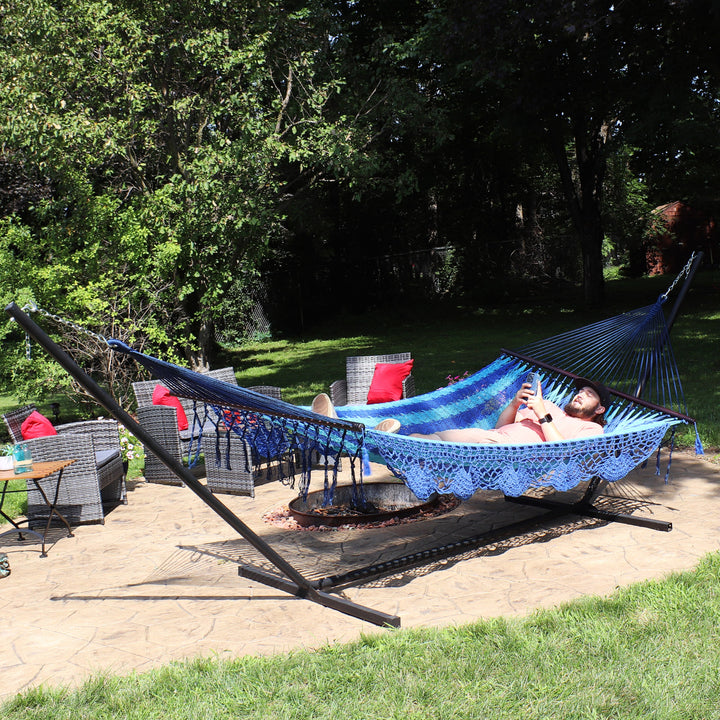 Sunnydaze American-Style Mayan Double Hammock with 15&