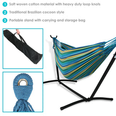 Double Brazilian Hammock with Portable Stand