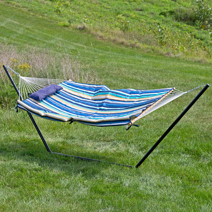 Rope Hammock Stand Pad Pillow Lakeview lifestyle