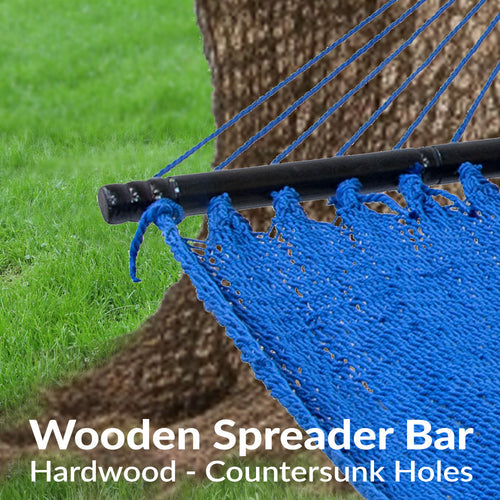 Sunnydaze Large Polyester Rope Hammock Blue detail