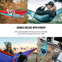 Double Deluxe Ready-to-Hang Camping Hammock with Straps