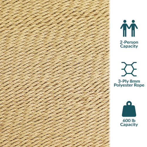 Sunnydaze Large Polyester Rope Hammock Tan detail