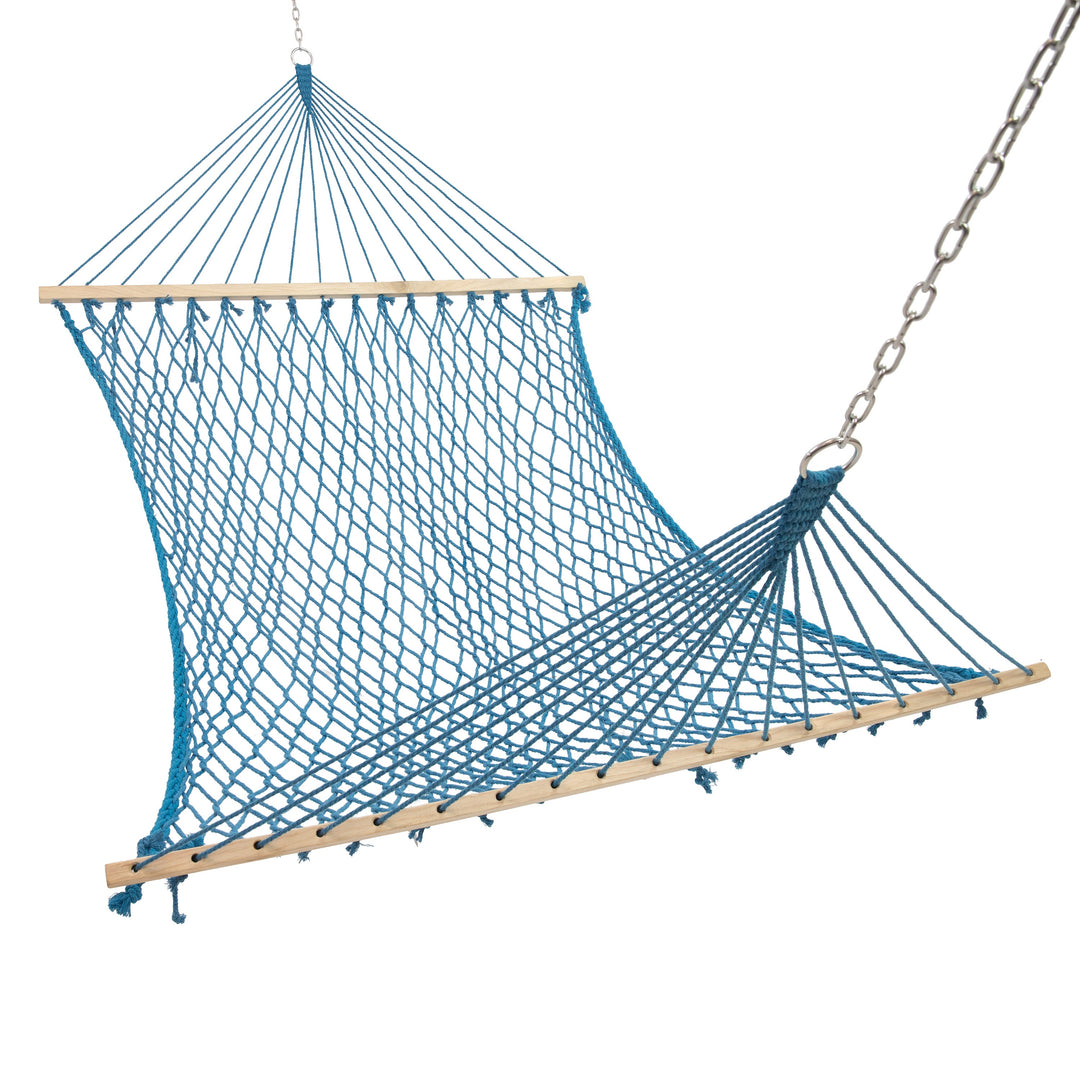 Sunnydaze Cotton Blend Double Rope Hammock with Spreader Bars, 2-Person, 450 lb Capacity