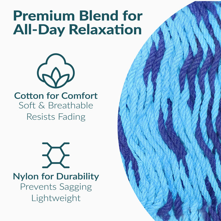Sunnydaze Handwoven Family-Size Mayan Hammock, Cotton Blend, 625 lb Capacity