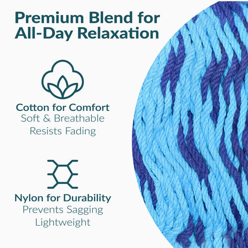 Sunnydaze Mayan Family Hammock Woven Blue detail