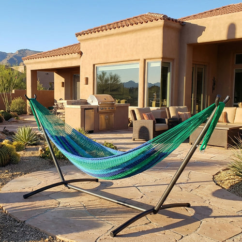 Sunnydaze Mayan Family Hammock Tropical Lagoon lifestyle