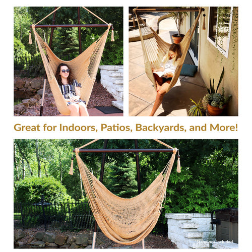 Sunnydaze Caribbean XL Hammock Chair Tan detail