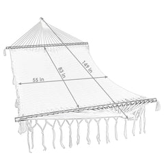 Artisan Fringe Double Mayan Hammock with Spreader Bars