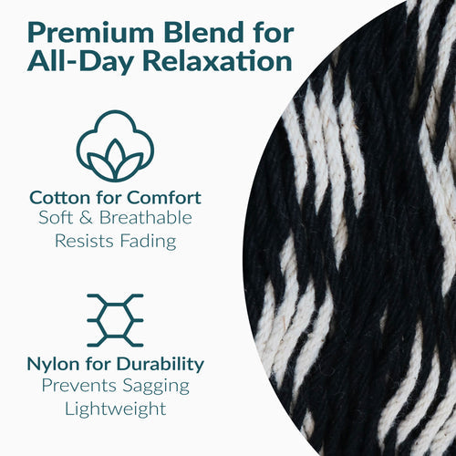 Sunnydaze Mayan Family Hammock Black Natural detail