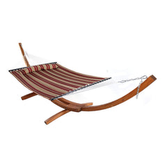 Cushioned Comfort Double Quilted Hammock with Wood Stand