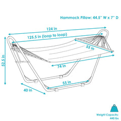 Cushioned Comfort Double Quilted Hammock with Pillow