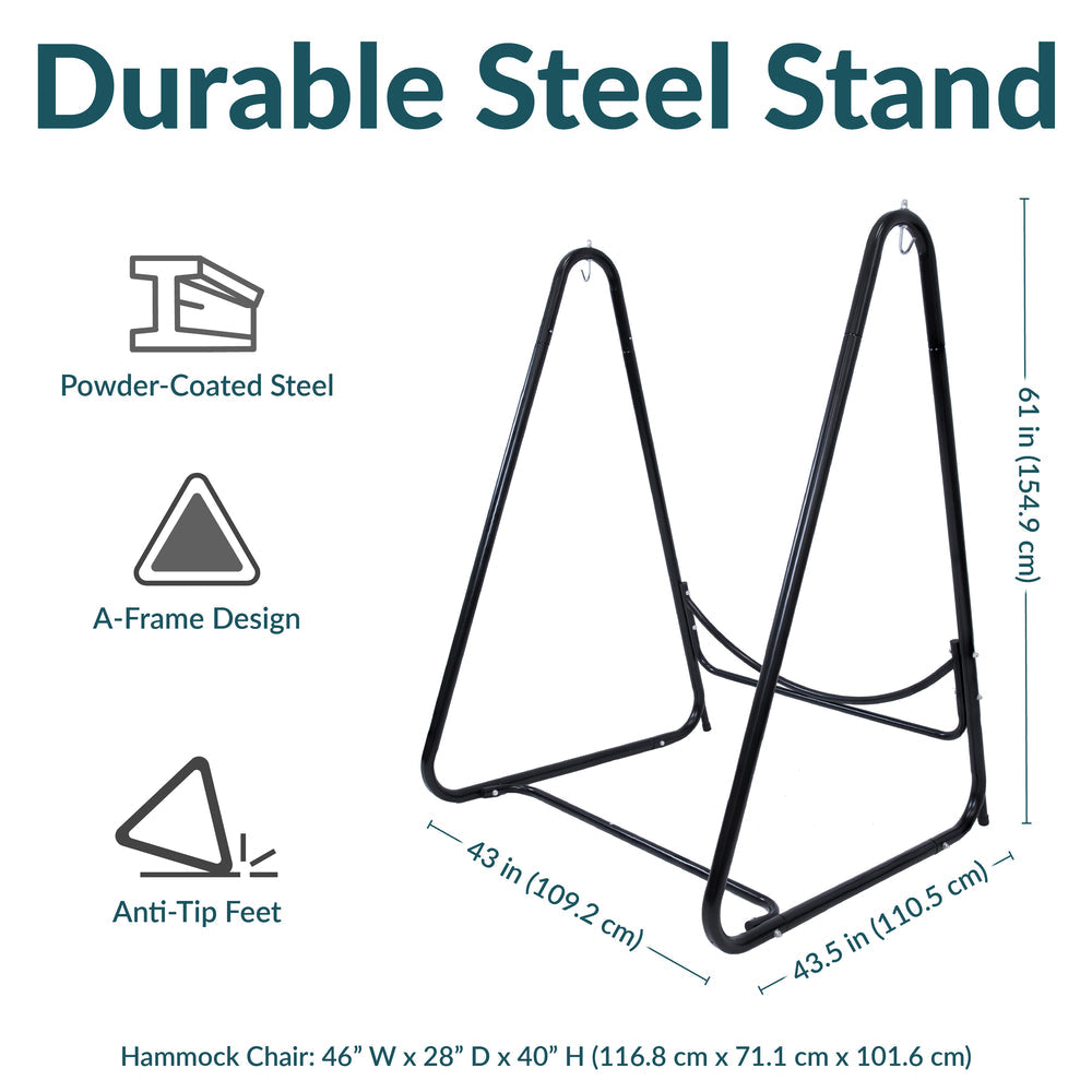 Patio Hammock Chair with Steel A-Frame Stand Black detail