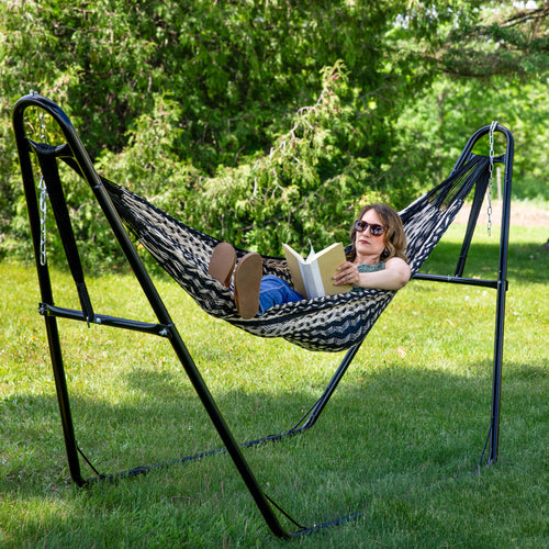 Sunnydaze XXL Mayan Hammock Stand Black Natural detail