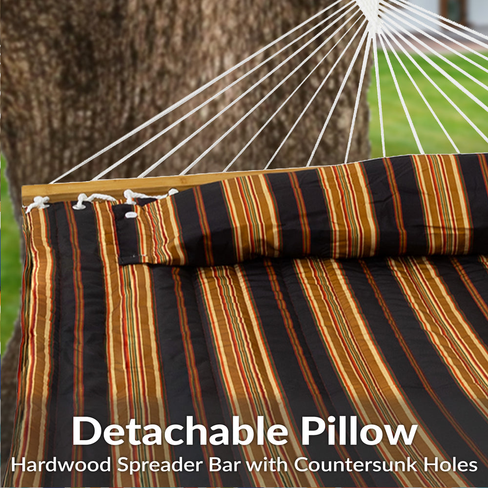 Sunnydaze Extra Large Quilted Hammock Woodland Stripe detail
