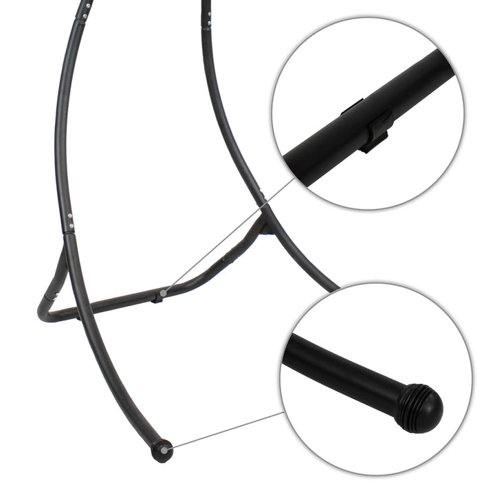 Curved Steel Hammock Chair Stand 84 inch Black detail