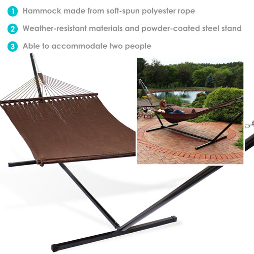Sunnydaze Polyester Rope Hammock Stand Mocha detail