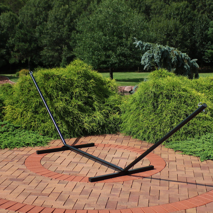 Heavy-Duty Steel Hammock Stand 12ft Black lifestyle