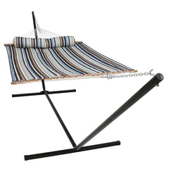 Cushioned Comfort Double Quilted Hammock with Stand
