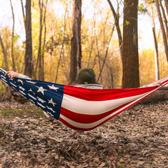 USA Flag Double Camping Hammock with Straps
