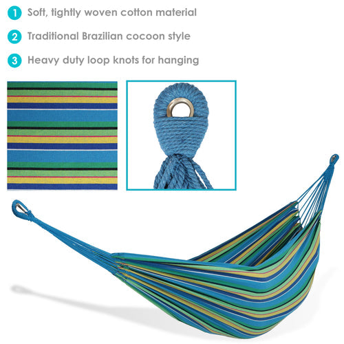 Sunnydaze Cotton Double Brazilian Hammock Sea Grass detail