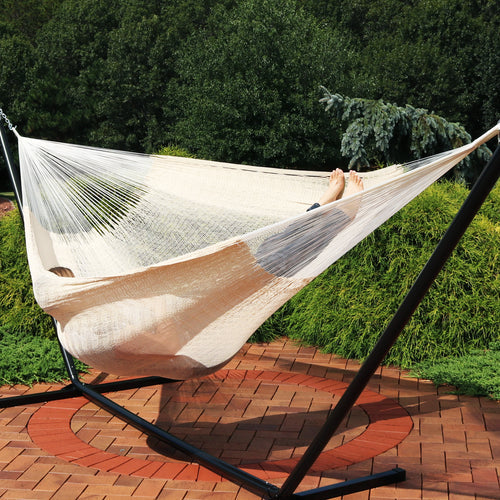 Sunnydaze XXL Mayan Hammock Stand Natural lifestyle