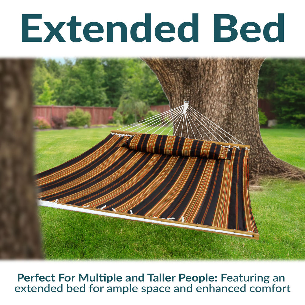 Sunnydaze Extra Large Quilted Hammock Woodland Stripe lifestyle