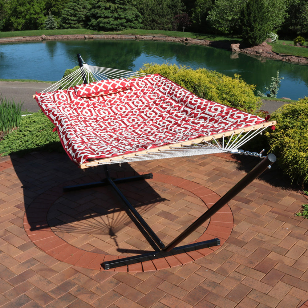 Rope Hammock Stand Pad Pillow Royal Red lifestyle