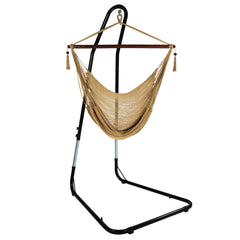 Caribbean XL Rope Hammock Chair with Adjustable Stand