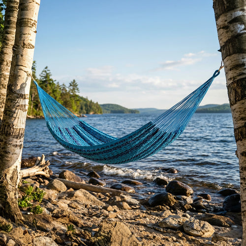 Sunnydaze Mayan Family Hammock Woven Blue detail