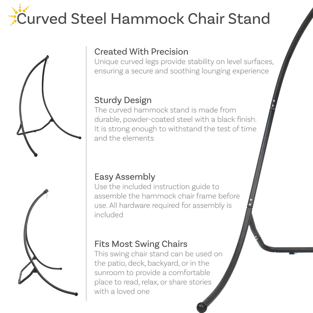 Curved Steel Hammock Chair Stand 84 inch Black detail