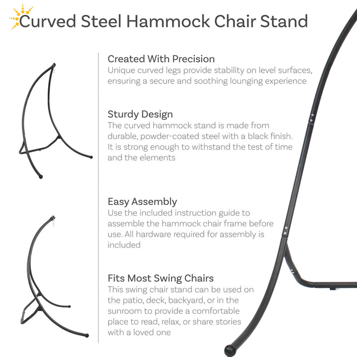 Curved Steel Hammock Chair Stand 84 inch Black detail