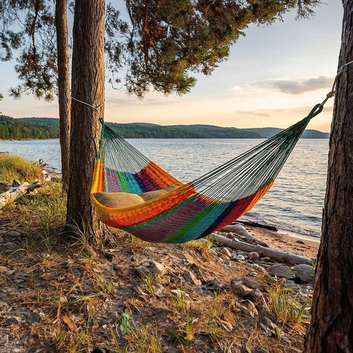 Sunnydaze Handwoven Family-Size Mayan Hammock, Cotton Blend, 625 lb Capacity