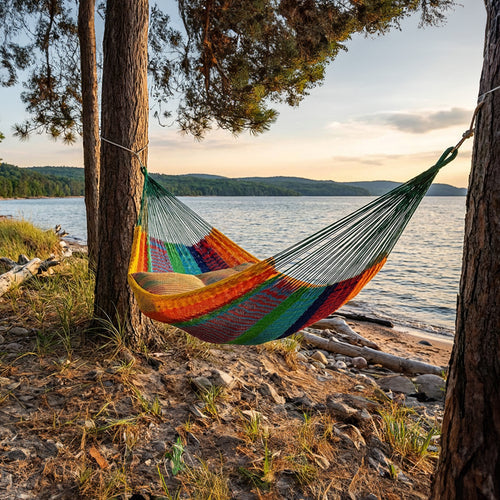 Sunnydaze Mayan Family Hammock Multicolor lifestyle