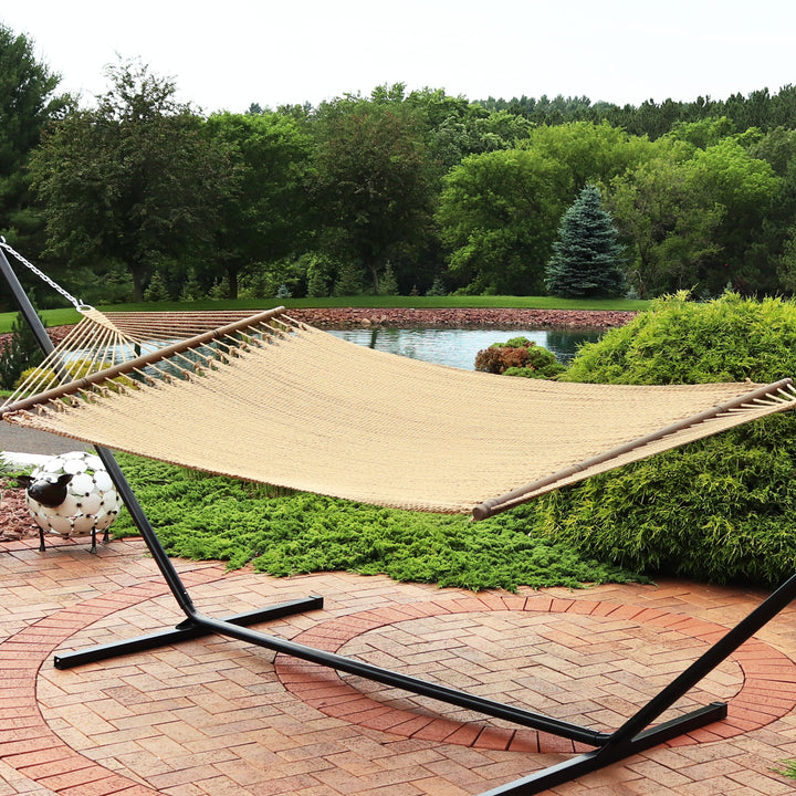 Sunnydaze Polyester Rope Double Hammock with Spreader Bars, 2-Person, 600 lb Capacity