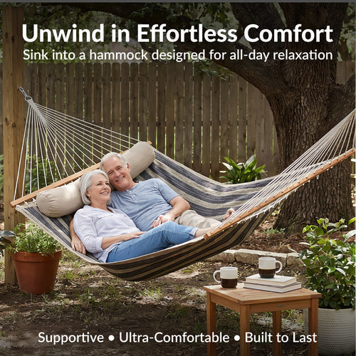 Sunnydaze Quilted Fabric Hammock Mountainside detail