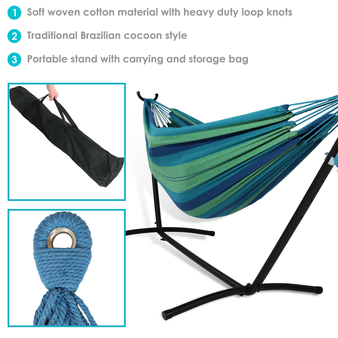 Double Brazilian Hammock with Portable Stand