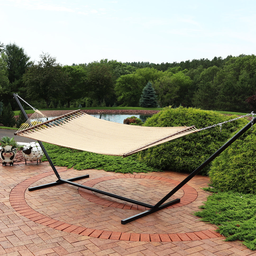Sunnydaze Polyester Rope Double Hammock with 15&