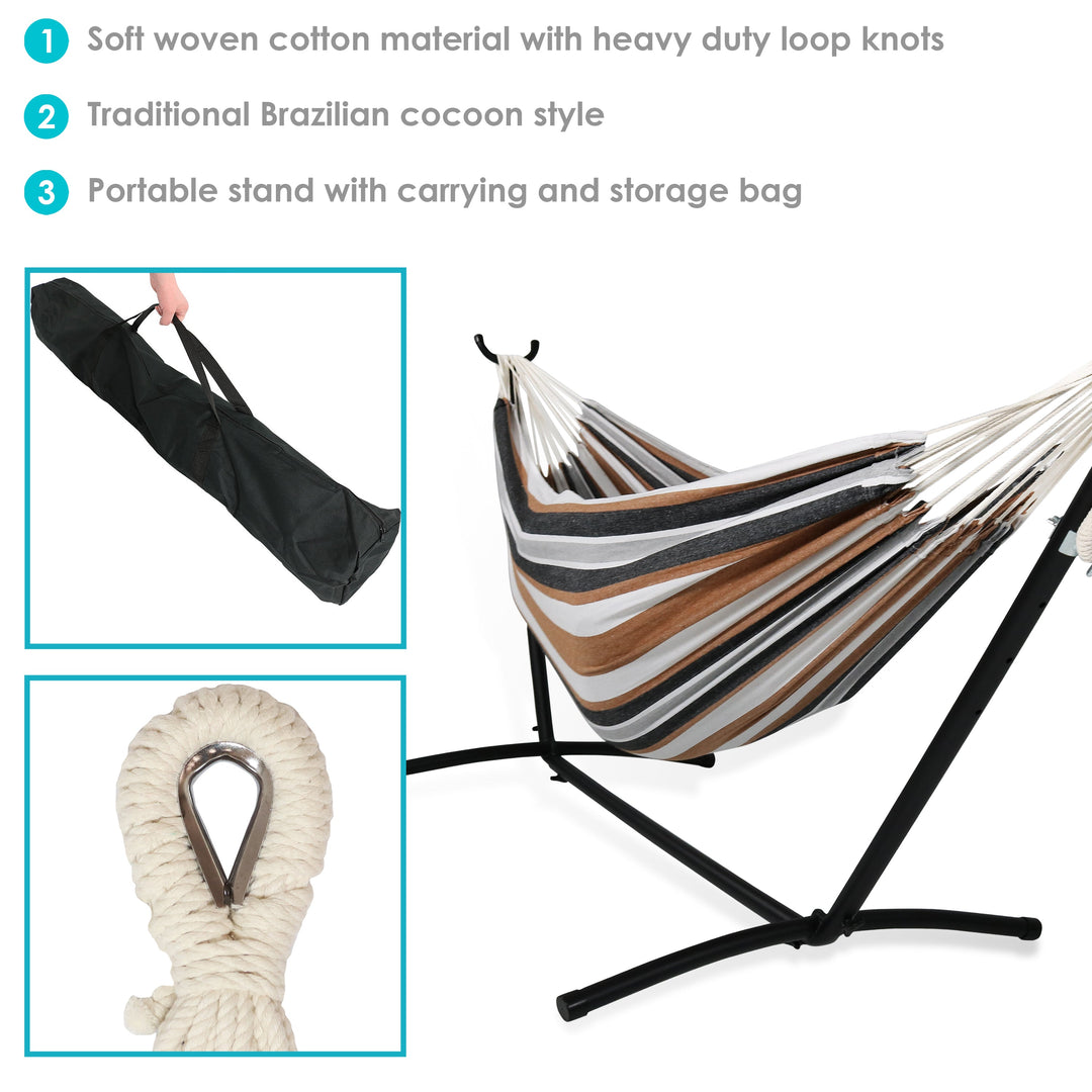 Double Brazilian Hammock with Portable Stand