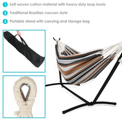 Double Brazilian Hammock with Portable Stand