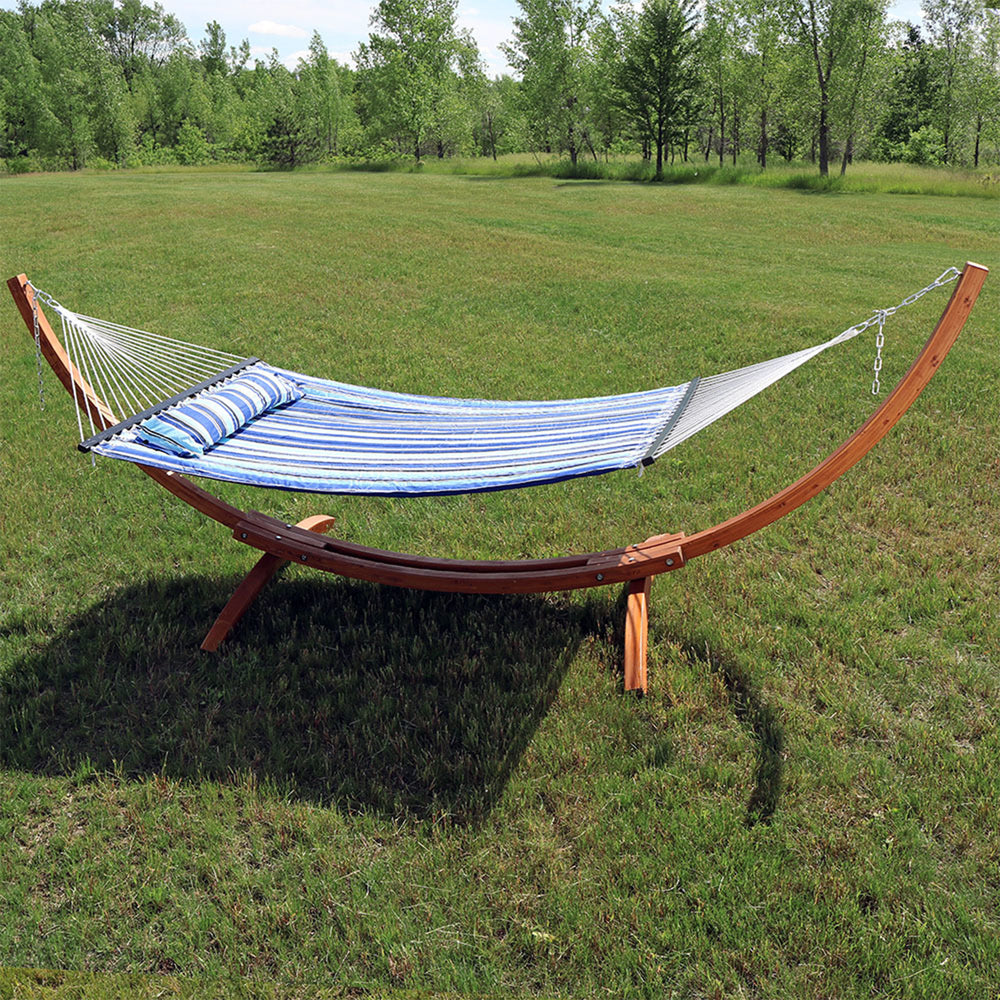 Double Quilted Hammock Wooden Stand Catalina Beach product
