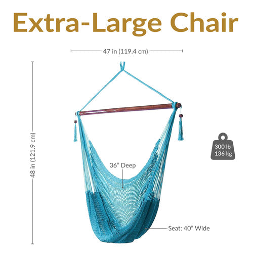 Sunnydaze Caribbean XL Hammock Chair Sky Blue detail