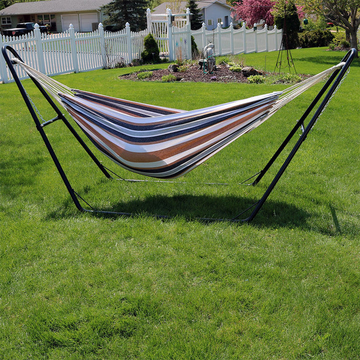 Sunnydaze Brazilian Double Hammock with Steel Stand, 2-Person, 450 lb Capacity