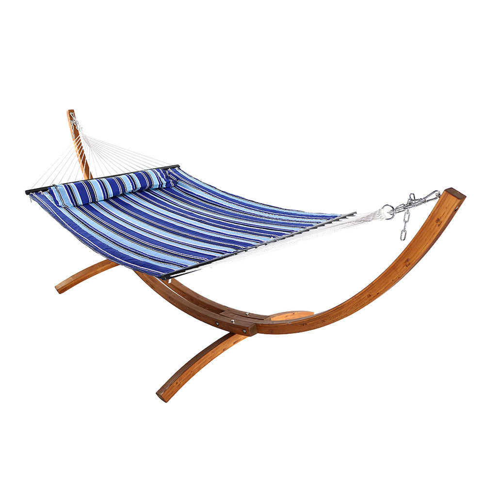 Double Quilted Hammock Wooden Stand Catalina Beach detail