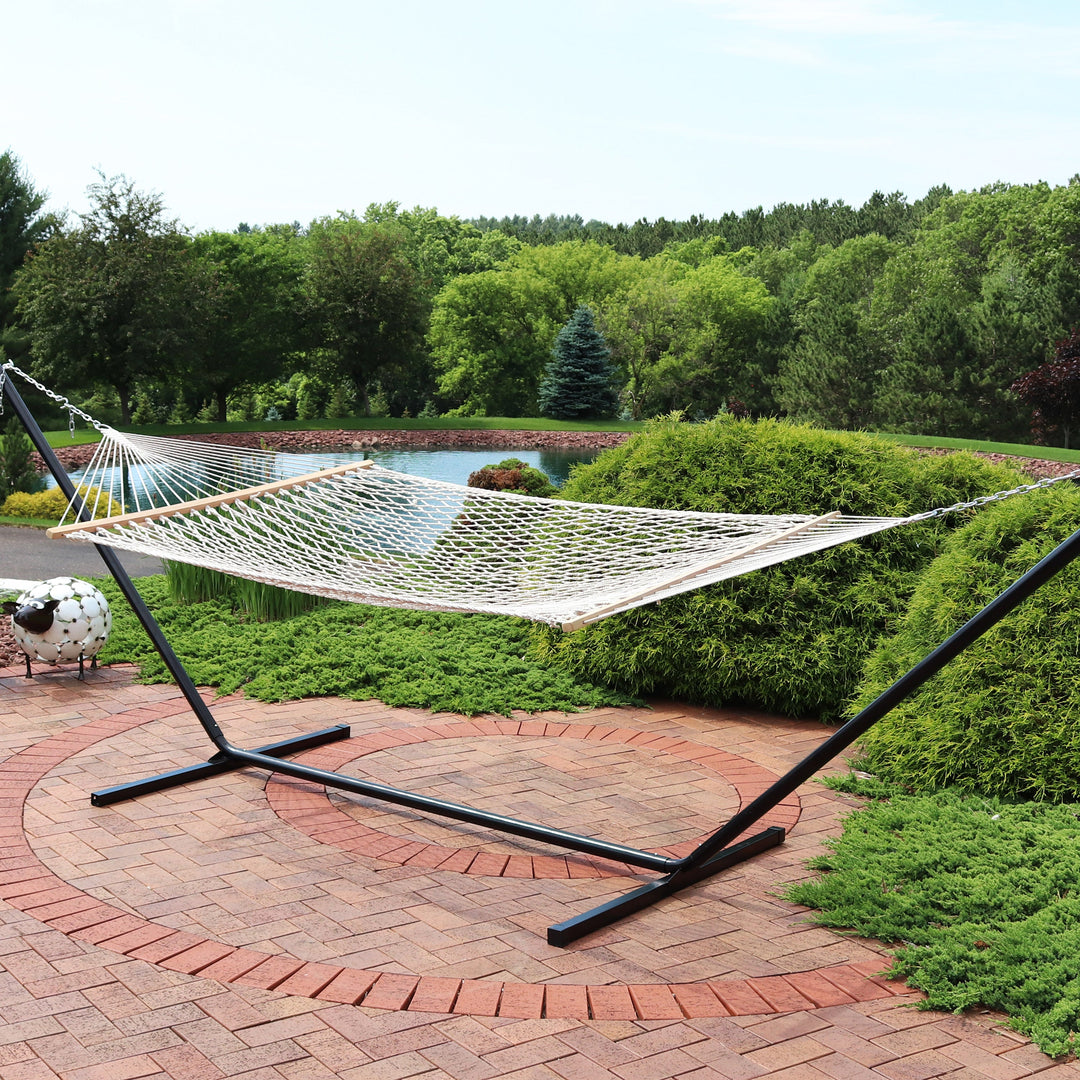Sunnydaze Cotton Blend Double Rope Hammock with 15&