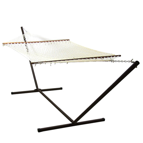 Sunnydaze Double Wide 2-Person Rope Hammock 15ft Stand White product