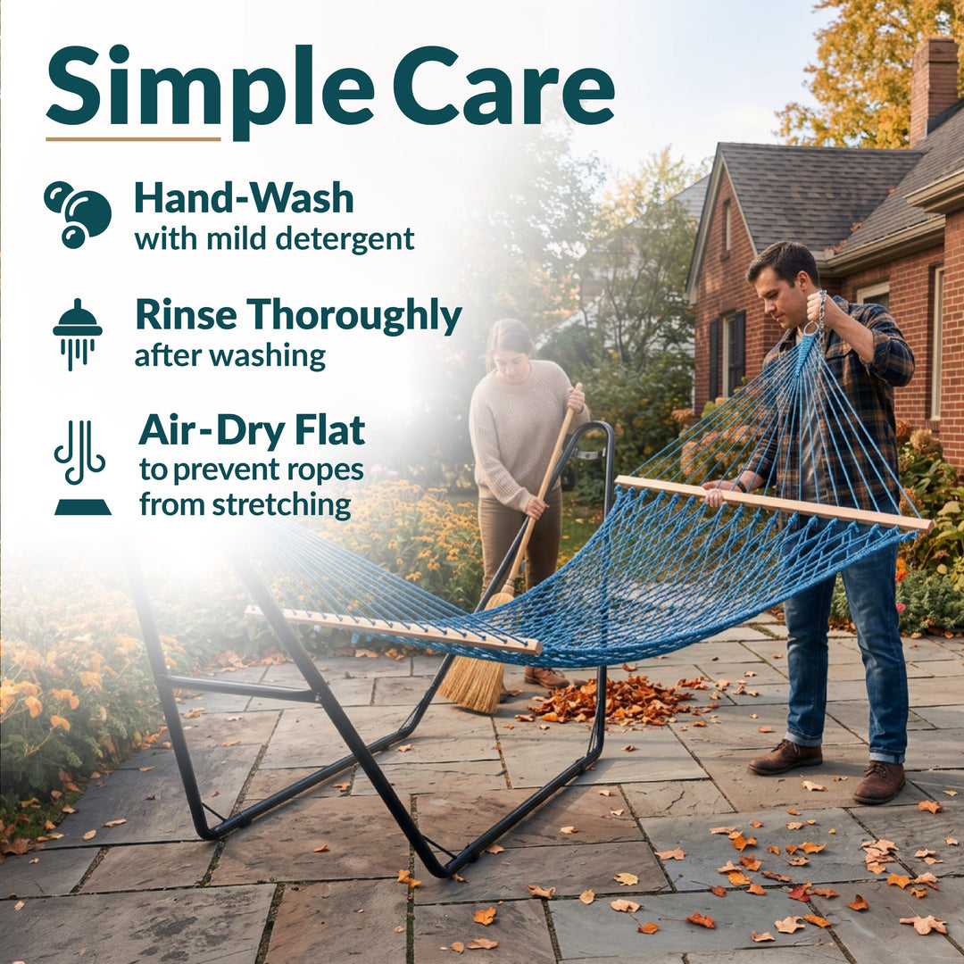 Sunnydaze Cotton Blend Double Rope Hammock with Spreader Bars, 2-Person, 450 lb Capacity