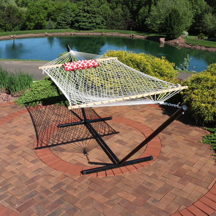 Rope Hammock Stand Pad Pillow Royal Red detail